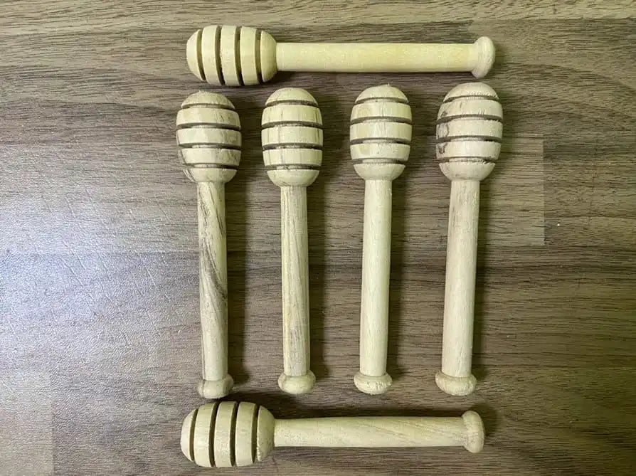 Premium Wooden  Stick  Handcrafted Spiral Spoon for Smooth Honey Pouring
