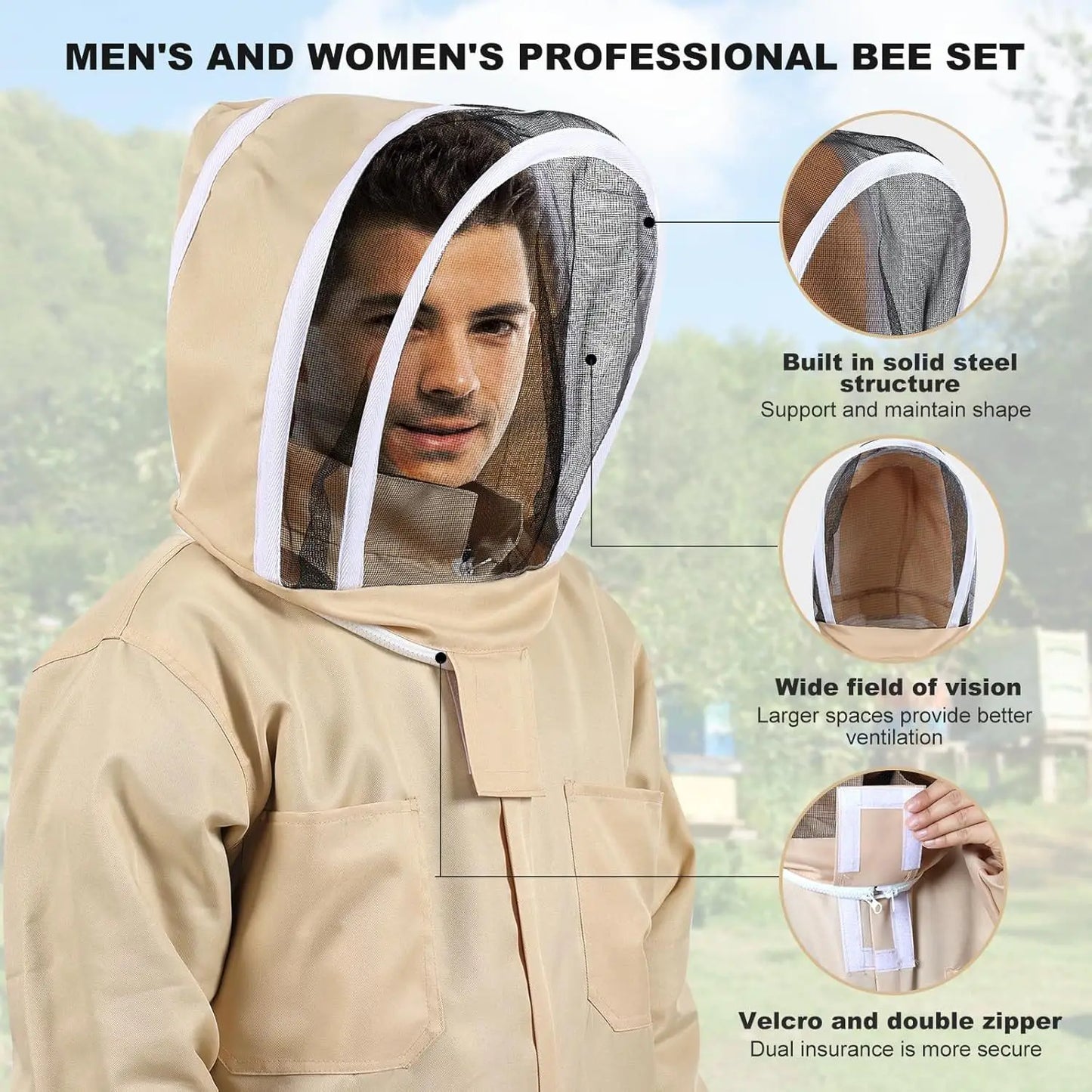 1 Set Professional Ventilated Full Body Beekeeping Bee Keeping Suit With Gloves Cotton Beekeeper Costume For Honey Harvesting
