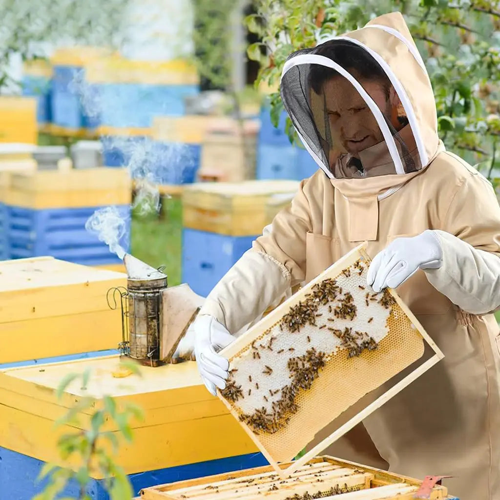1 Set Professional Ventilated Full Body Beekeeping Bee Keeping Suit With Gloves Cotton Beekeeper Costume For Honey Harvesting