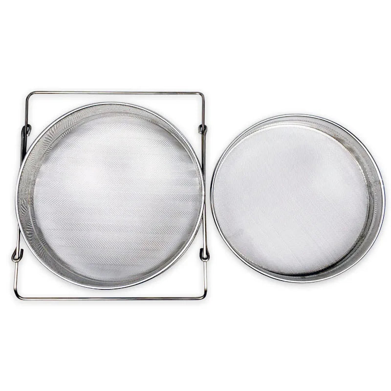 Honey Strainer. Double Sieve Honey Coarse And Fine Filter, SS Honey Extraction Tools Double Layers Adjustable Arms Bee Sieve