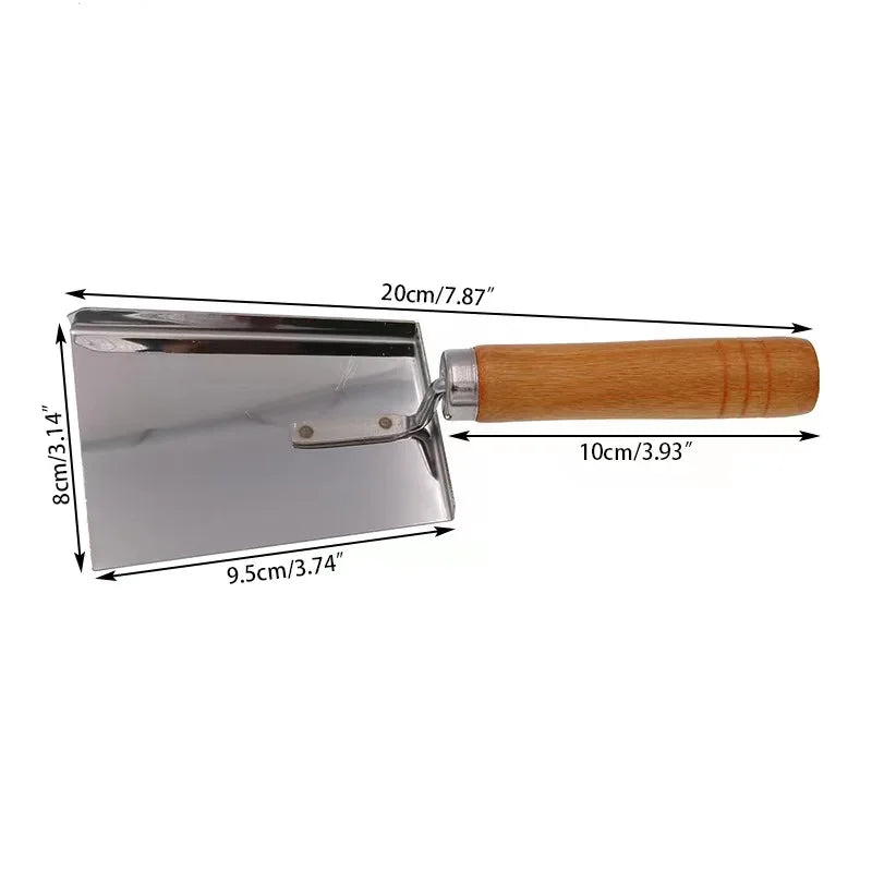 Beekeeping Shovel Bee Honey Cleaning Stainless Steel Honey Scraper Cleaner Tools For Beekeeper Supplies Wooden Handle