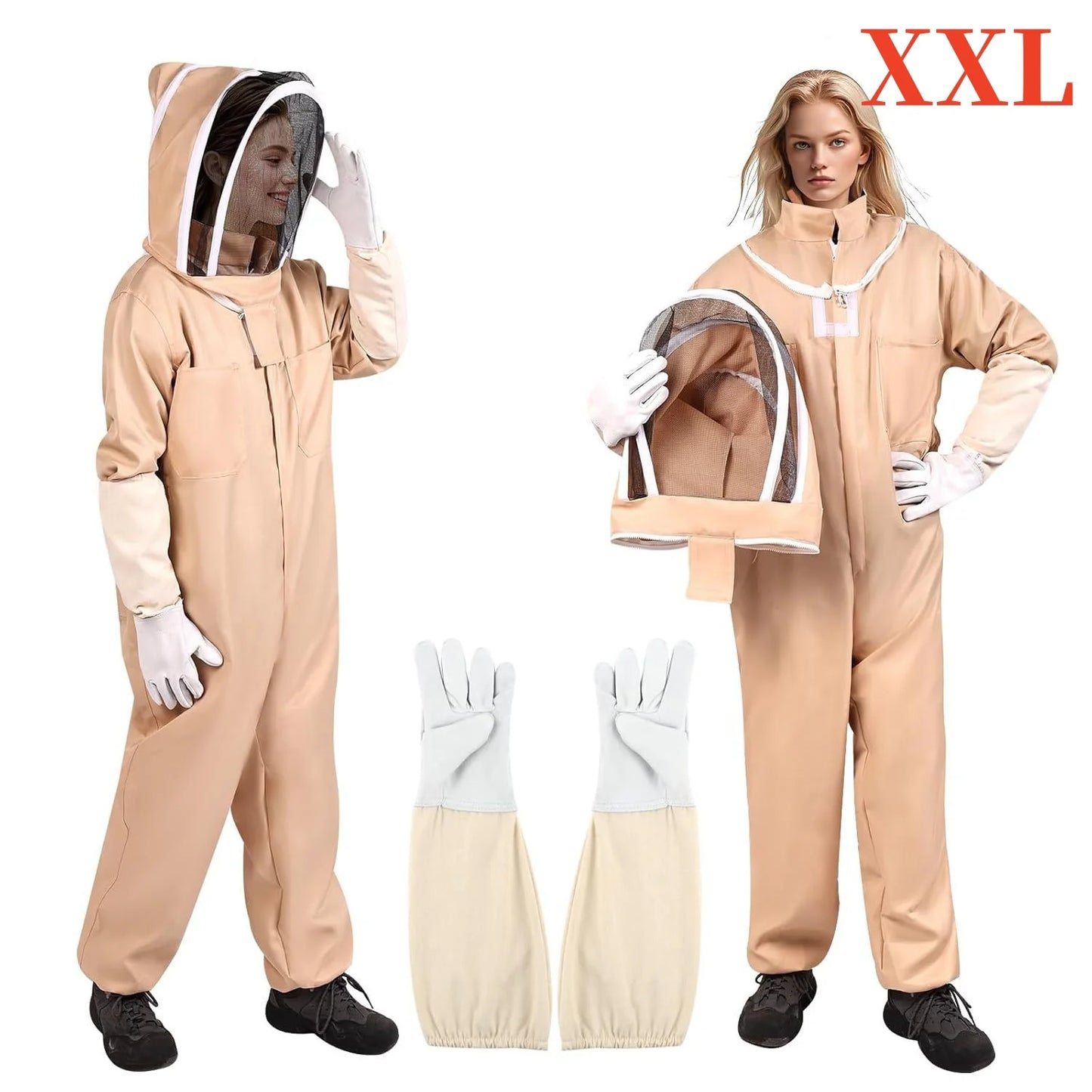 1 Set Professional Ventilated Full Body Beekeeping Bee Keeping Suit With Gloves Cotton Beekeeper Costume For Honey Harvesting