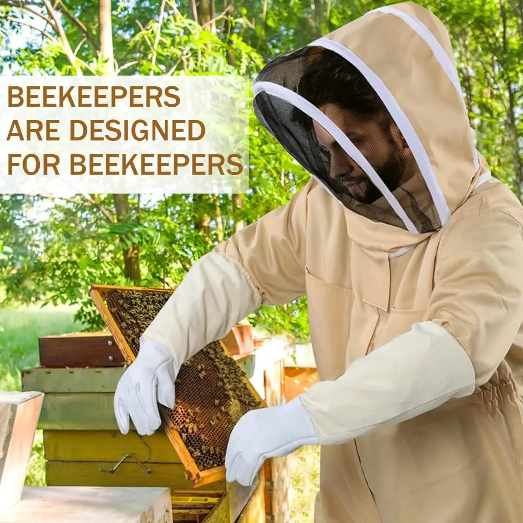 1 Set Professional Ventilated Full Body Beekeeping Bee Keeping Suit With Gloves Cotton Beekeeper Costume For Honey Harvesting