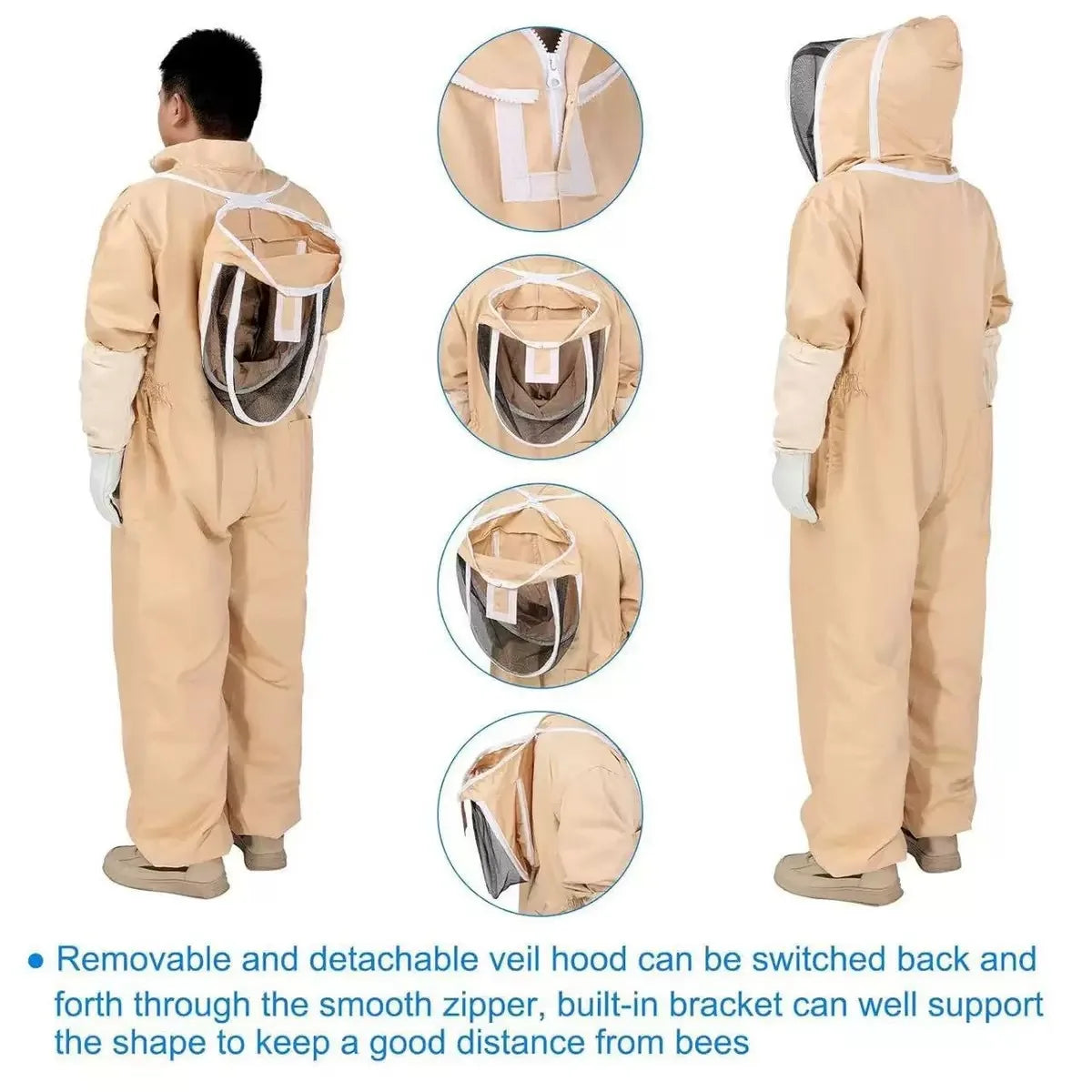 1 Set Professional Ventilated Full Body Beekeeping Bee Keeping Suit With Gloves Cotton Beekeeper Costume For Honey Harvesting